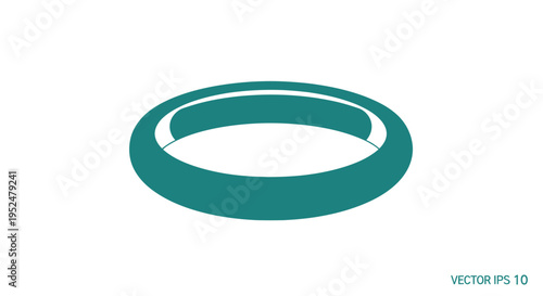 Teal hollow oval shape on isolated white background