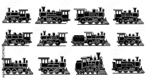 Vintage Steam Train Collection: Classic Locomotive Silhouettes