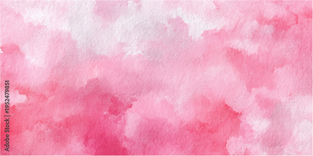 Fototapeta premium A dreamy, watercolor-painted panorama of fluffy, cloud-like formations in shades of pink, creating a soft, airy and artistic atmosphere.