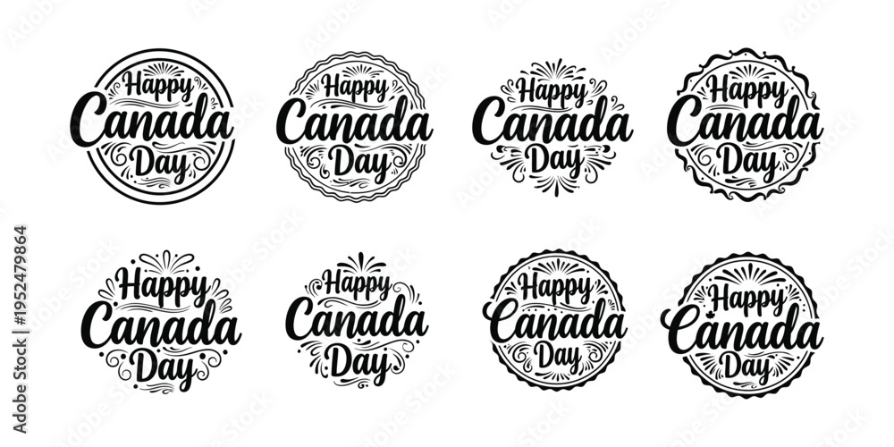 Obraz premium Happy canada day celebration logos and badges