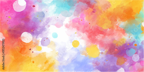 A vibrant and colorful watercolor artwork explodes with a joyful symphony of hues, creating an abstract and eye-catching visual experience.