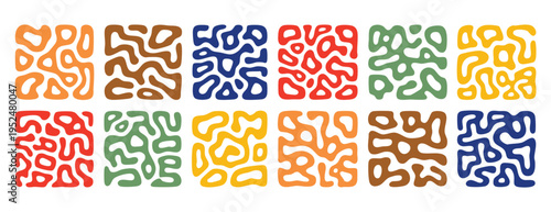 Vibrant lively imagery. Dynamic colorful abstract motif. Bright energetic design with contrasting hues and shapes. Vivid and lively composition featuring diverse colorful patterns and forms