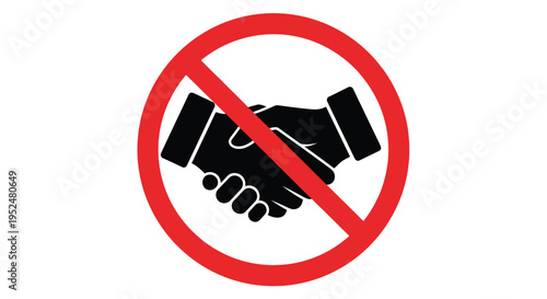 No handshakes allowed a prohibition symbol featuring two hands