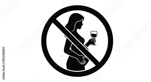 No alcohol consumption during pregnancy a warning sign illustration