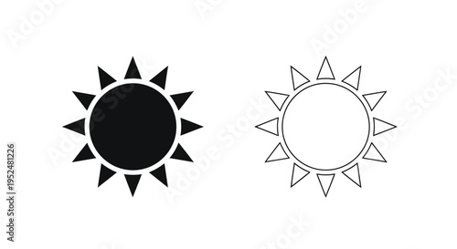 Two sun icons a filled black version and an outlined white version