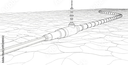 Submerged pipeline with flow control valve on a textured seabed