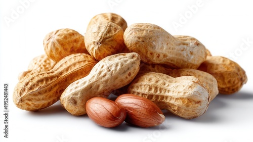 Peanuts in shells and peeled nuts presenting healthy snack option, nutritious food, natural and ingredient