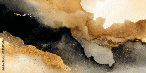 Abstract gold and black art, with a captivating blend of textures and colors in a stylish artwork.
