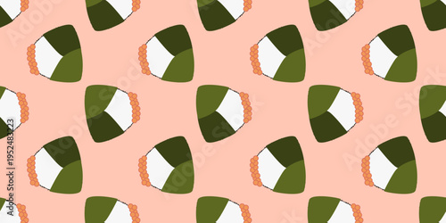 onigiri seamless pattern. onigiri mentaiko vector illustration background