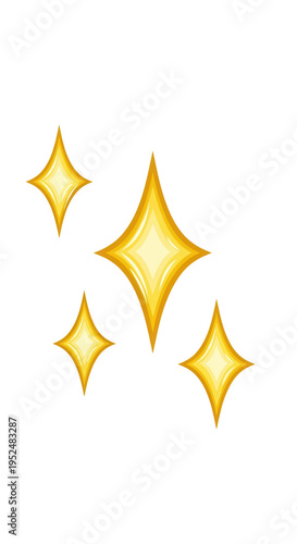 Gold sparkles in different sizes and positions isolated on transparent background