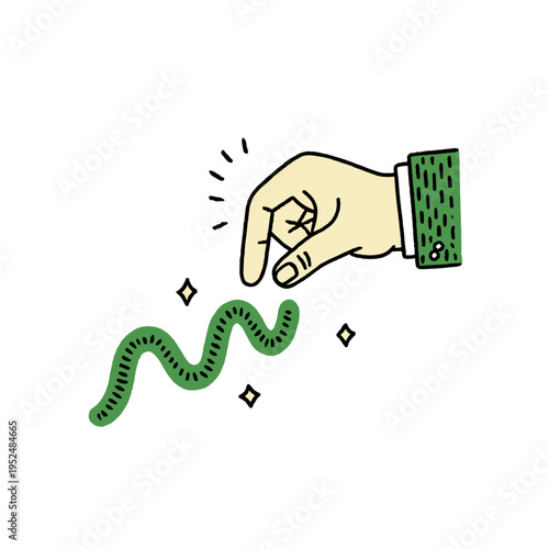 Hand Touching Textured DNA Helix with Epigenetic Markers