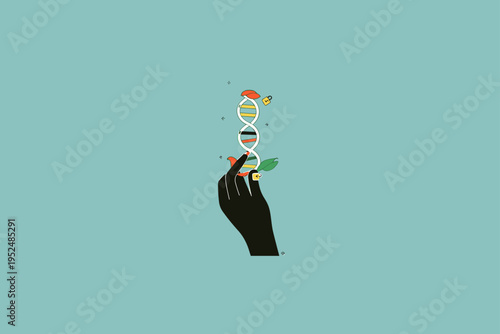 Human Hand Interacting with Glowing Epigenetic DNA Tags