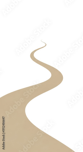 A winding road with a white background isolated on transparent background