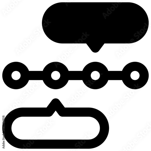 Timeline. Outlined stroke vector icon with black-filled details.