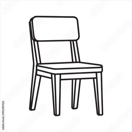Simple Chair Outline Icon Minimal Furniture Illustration On White Background 