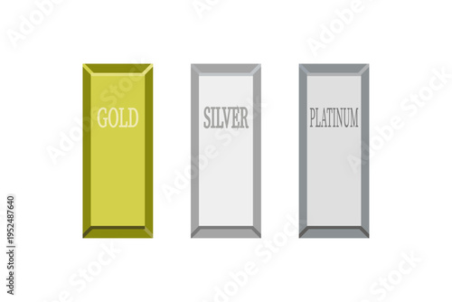 金、銀、プラチナのインゴット