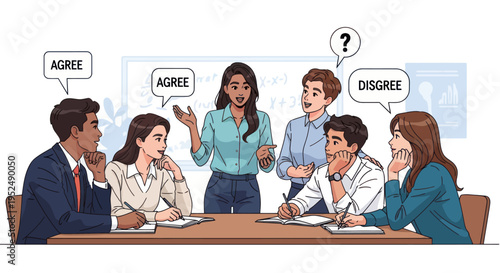 Diverse business team in meeting, discussing ideas, agreement and disagreement