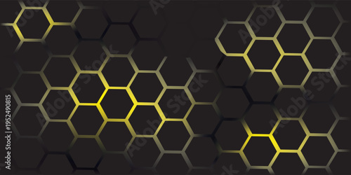 grey and orange hexagons modern background 3d illustration