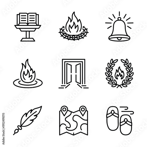 Abstract and symbolic icons for adventure and discovery
