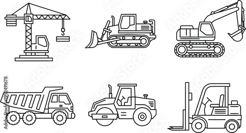 Construction vehicles and equipment illustrations