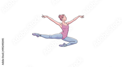 Graceful Ballerina in Mid-Air Leap.