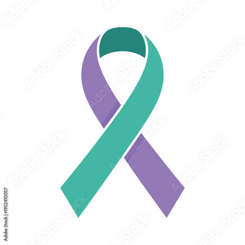Mental health awareness ribbon, teal and purple suicide prevention sign