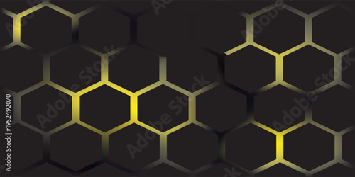grey and orange hexagons modern background 3d illustration