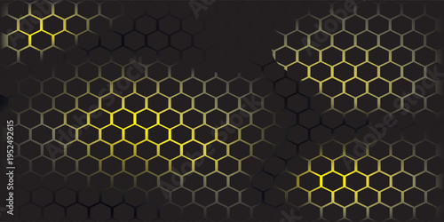 grey and orange hexagons modern background 3d illustration