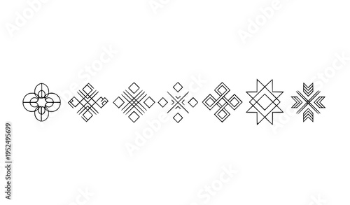 Minimal geometric symbols vector set with centered symmetric shapes for logo and branding design