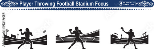 Football Player Throwing Ball in Stadium, Concept of Athletic Performance, Focus and Power