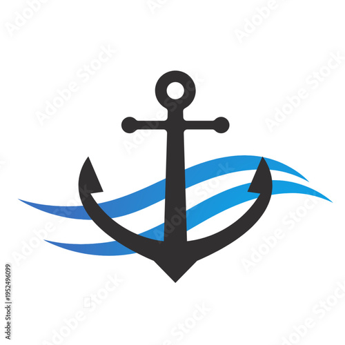 Anchor icon logo template with a clean and modern style, perfect for marine, nautical, or sailing brand identity