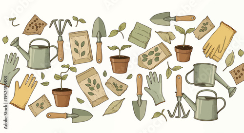 Gardening tools and supplies.
