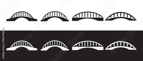 Eight identical bridge silhouettes in two rows.