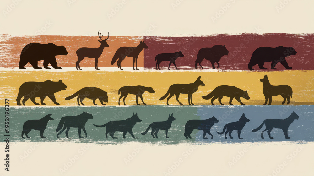 Fototapeta premium Colored animal silhouettes