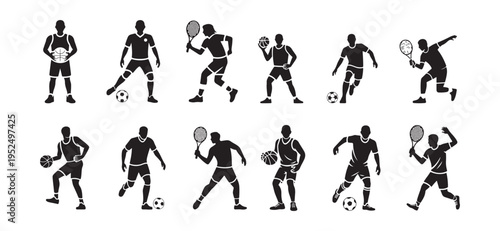 Collection of silhouette sports icons.
