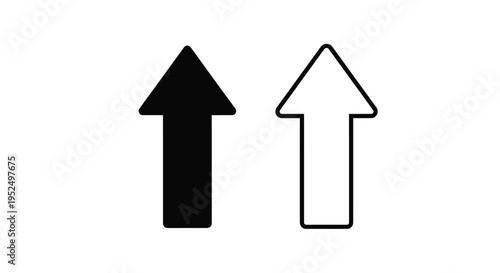 Cuadro en lienzo Two arrows pointing upwards one solid black and one outlined silhouette