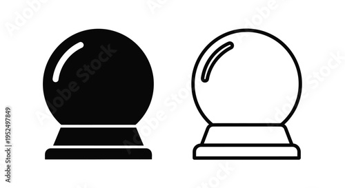 Two crystal balls one solid and one transparent in silhouette