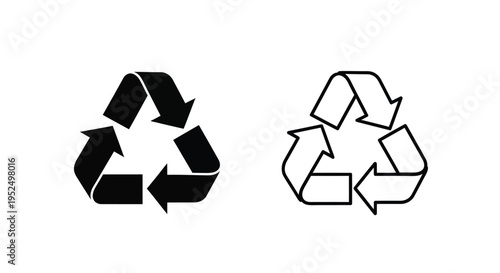 Black and white recycling symbol design with a clear silhouette