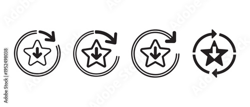 A set of four star rating icons with circular arrows indicating rotation or recycling.