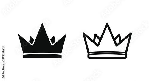 Two black crowns displayed side by side in a simple silhouette
