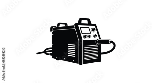 Black welding machine illustration against a white background a bold silhouette