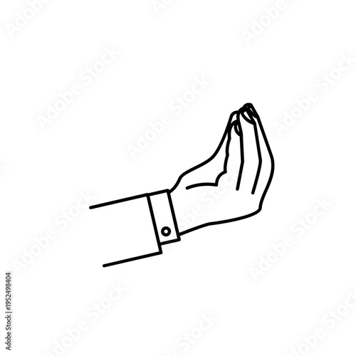 Italian Hand Gesture Line Icon. Outline illustration of human hand with pinched fingers, symbolizing question or confusion.