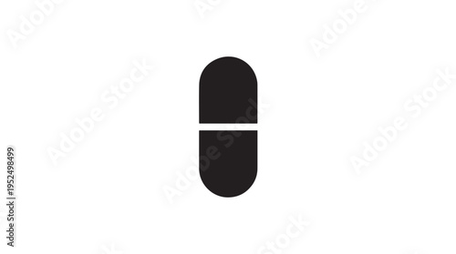 Minimalist Black Capsule Pill Icon Vector Illustration for Medical, Healthcare, Pharmacy, and Wellness Designs – Simple Drug Symbol Graphic Element