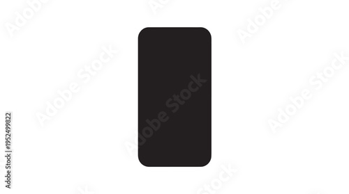 Minimalist black rectangular power bank or portable charger vector illustration with rounded corners, ideal for technology, travel, and mobile device charging concepts.