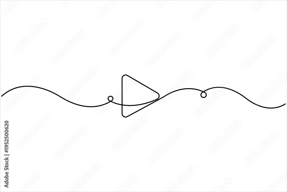 Obraz premium One continuous line art drawing of Play button signs. simple linear style Play button vector illustration