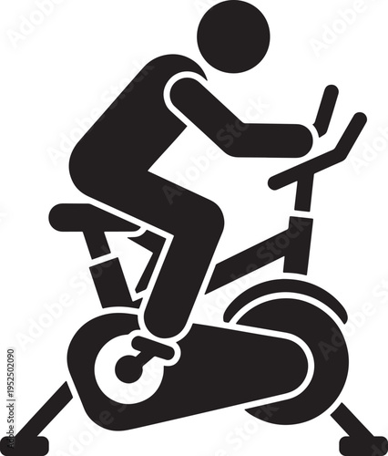 Exercise Bike Icon – Indoor Cycling Fitness Silhouette Vector