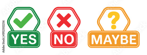 Check cross and question mark icon set representing yes no maybe symbols labels in vector illustration design