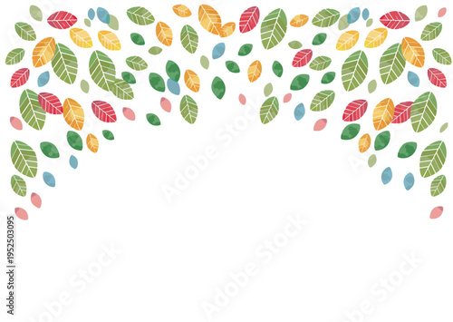 葉, デコレーション, ベクター, 自然, 葉っぱ, 木, おしゃれ, 水彩, 春, 5月, 夏, 4月, カラフル, デザイン, 壁紙, フレーム, イラスト, 明るい, 模様, オレンジ, 秋, 落ち葉, 色