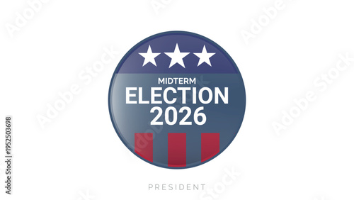 Midterm Election 2026 United States Voting Badge Vector Illustration.