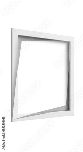 A white picture frame on a white background isolated on transparent background
